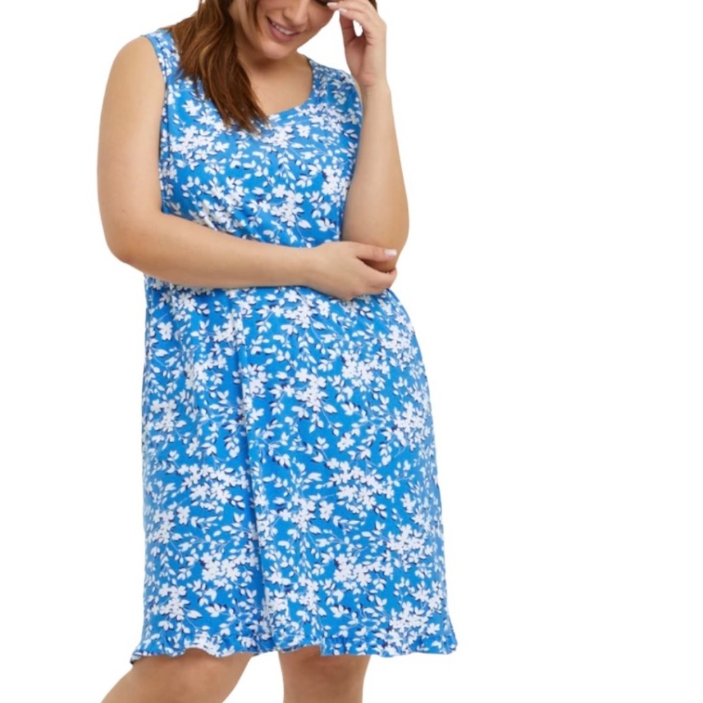 Draper James Blue and White Floral Sleeveless Nightgown